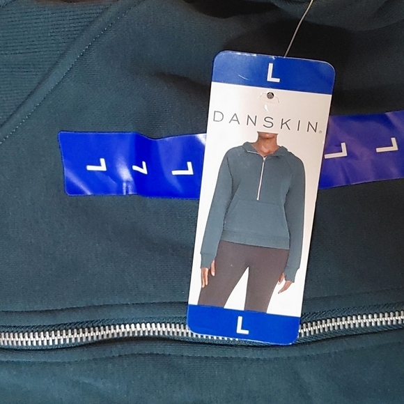 NWT Danskin Women's Half Zip Scuba Hoodie Green L - Picture 4 of 4